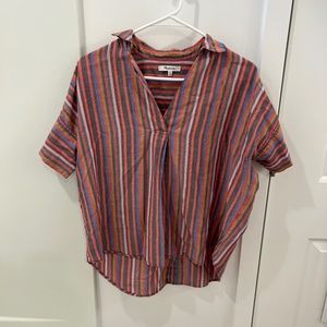 Madewell Muted Rainbow Blouse with Buttoned Back